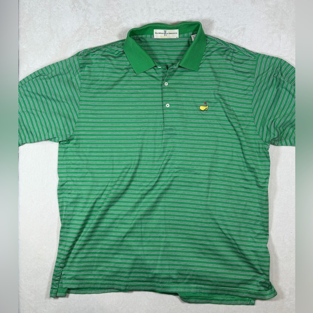 Fairway & Greene XL Official Masters Green Performance Cotton Striped Polo